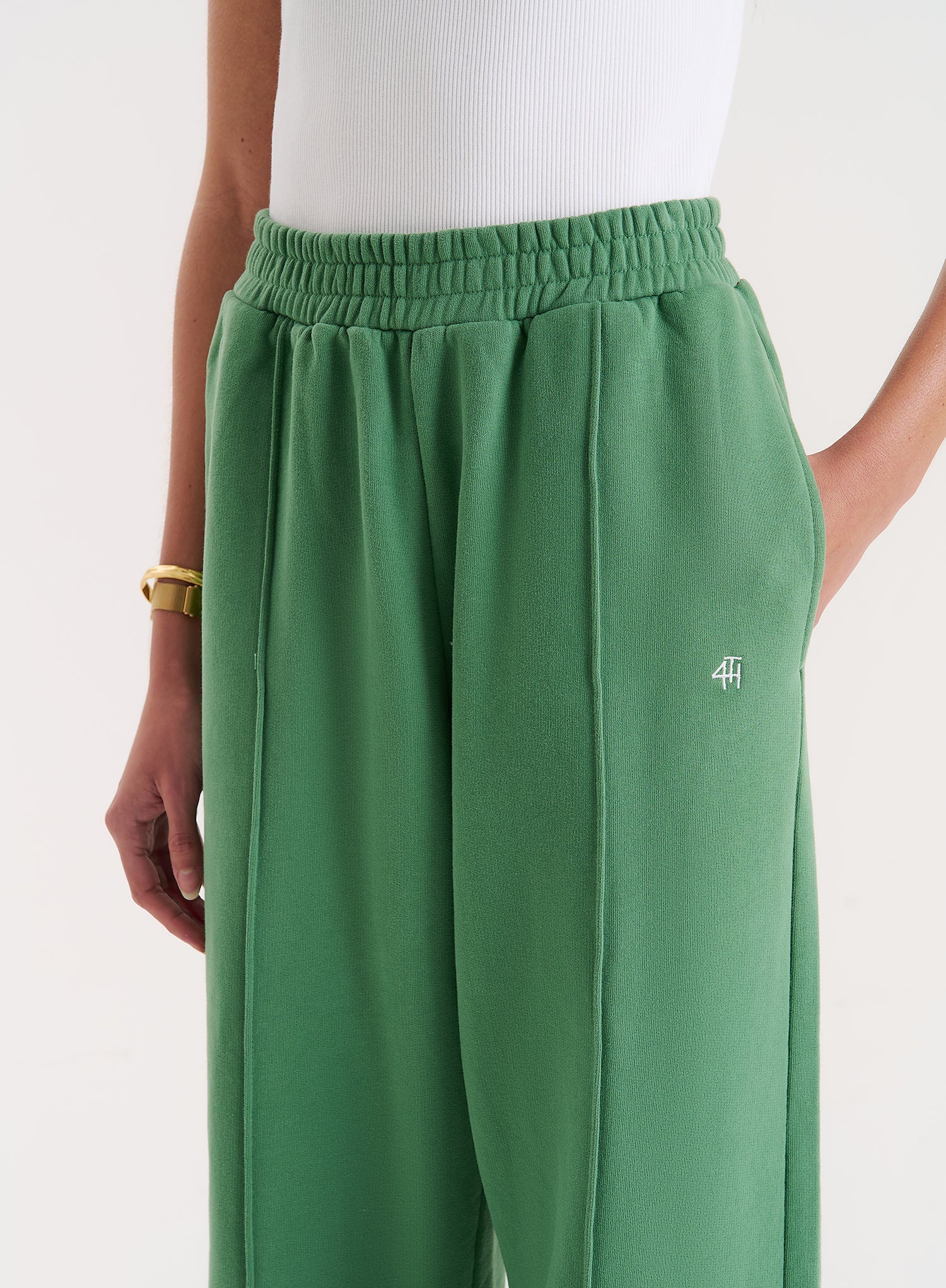 Green 4th Wide Leg Branded Joggers
